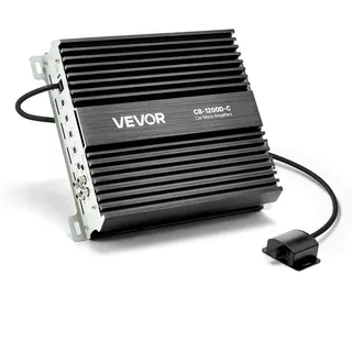 Vevor Monoblock Autoverstärker 1200 W RMS MAX 1/2/4 Ohm, Audioverstärker (Klasse D) mit ferngesteuerter Subwoofer-Pegelregelung Tiefpassfilter Bassverstärkung Phasenverschiebung Lautstärkeregler