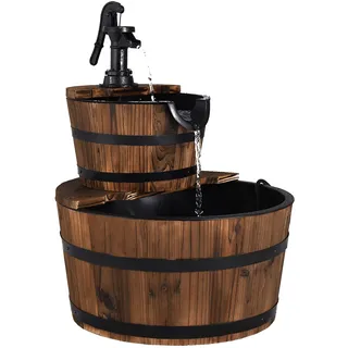 Costway Gartenbrunnen Holz mit Wasserpumpe Φ44,5cm
