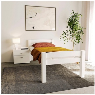 Home affaire Einzelbett "OFI", Jugendbett, Skandinavisches Design, zeitlos elegant, zertifiziertes Massivholz, Liegefläche 90x200 cm weiß