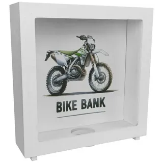 speecheese Spardose Enduro Motorrad Rahmen Spardose aus Holz mit Spruch Bike Bank