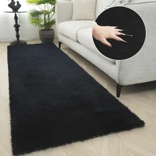 Teppich BRUNO BANANI "Dana Teppich, besonders weich und kuschelig, Kundenliebling" Gr. 12, schwarz, B:80cm H:30mm L:250cm, Kunstfaser, Teppiche, Teppich, uni, Mikrofaser Teppiche, Wohnzimmer, Schlafzimmer, Esszimmer, Topseller