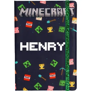 Minecraft - Journal Notizbuch - Personalisiertes Notizbuch für Jungen - Füge deinen Namen hinzu Notizbuch - 96 Seiten - Individuelles Geschenk - Schwarz