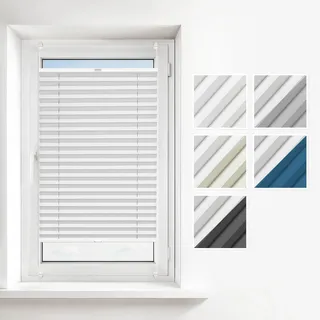 Estika Thermoplissee ohne Bohren – 80 x 200 cm – Weiß - Verdunkelnd und Thermo – Klemmfix Plissee für Fenster mit Montagezubehör