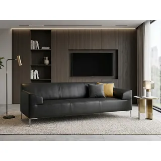 freistil ROLF BENZ Sofa ROLF BENZ Sofa Freistil 180 Couch Leder schwarz 220 cm Fuß Glanzchrom schwarz