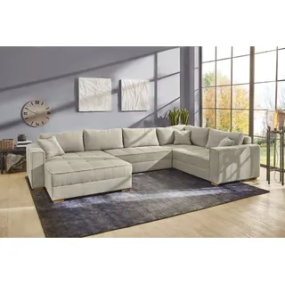 Jockenhöfer Wohnlandschaft U-Form Microfaser 3-Sitzer Beige/Grau