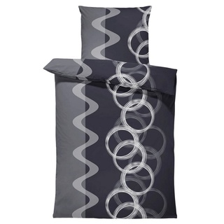 Bettwäsche Kreise, One Home, Mikrofaser, 2 teilig, modern und Kreise, Übergröße schwarz 1 St. x 155 cm x 220 cm