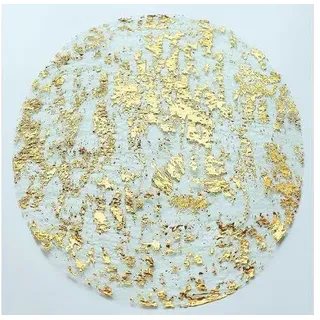 PETLAR Platzset Gold, 12 Stück Tischset Rund Gold-Folie Netzartig Platzdeckchen Elegant Goldene Platzsets Tischsets Hitzebeständig für Familienessen, Westliches Restaurant, Party Tischdekoration