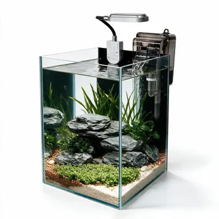 Craftsboys 5.5L Aquarium-Starter-Kits, Nano-Glas-Aquarium mit Filter, LED-Licht für Aquascape DIY kleines Betta-Fischbecken
