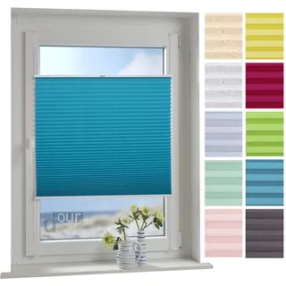 ourdeco® Plissee / 100 x 150 cm (Breite x Höhe) Blue Lagoon/lichtdurchlässig, Blickdicht/verspannt/zum Klemmen und Montage ohne Bohren