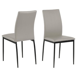 AC Design Furniture Devin Esszimmerstühle 4er Set mit Leder Look, H: 92 x B: 43,5 x T: 53 cm, Taupe/Schwarz, PU/Metall