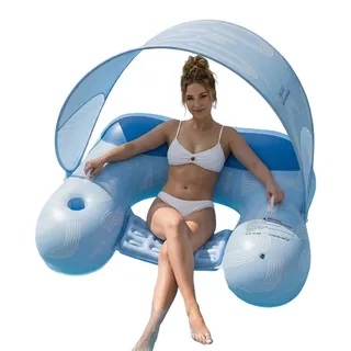 Schwimmkörper für Erwachsene, mit Sonnenschutz, aufblasbarer Poolstuhl, für Schwimmen, Party, See, Fluss, , Hinterhof, Sommer, Bräunung, Erwachsene, Männer und Frauen