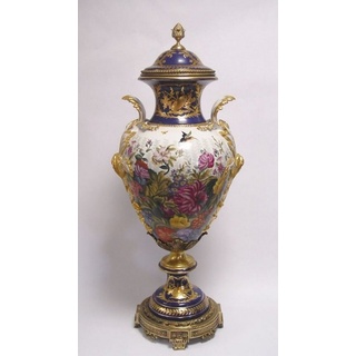 Casa Padrino Dekoobjekt Luxus Porzellan Vase mit Deckel H. 93 cm - Barock Dekoration