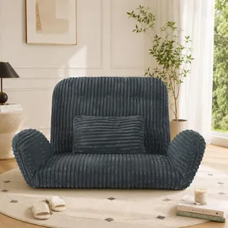 HomeMiYN Sitzsack Sessel XXL, Bequemer Loungesessel mit Rückenlehne und Armlehnen, Relaxsessel für Wohnzimmer Schlafzimmer - Grau