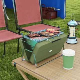 Holzkohlegrill Tischgrill Klappbar Tragbarer Campinggrill Koffergrill Edelstahl