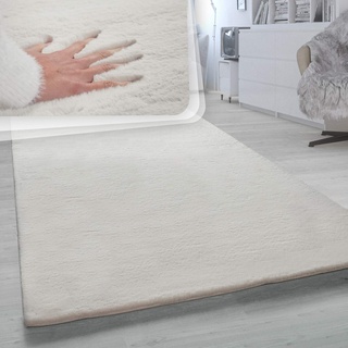 Paco Home Hochflor Teppich Für Wohnzimmer Softes Kaninchenfell Imitat Kunstfell In Beige, Grösse:140x200 cm