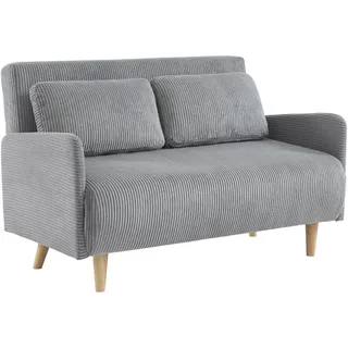 sweeek 2-Sitzer-Sofa mit Cordbezug, und Holzfüßen, Cord, Hellgrau - Sweeek