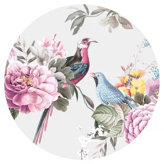 Grandora Wandtattoo Wandaufkleber Blumen Schlafzimmer Wandsticker florales Design Wandbild Wohnzimmer Wanddeko Flur Esszimmer Tapete selbstklebend rund DL652-08