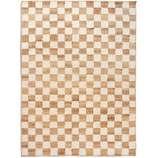 Ferm Living - Check Woll-Jute Teppich, 140 x 200 cm, off-white / natural