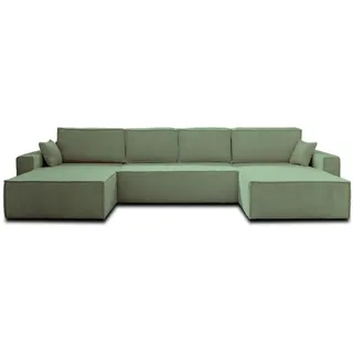 Best Mobilier Dellia, Grün, 7 Sitz(e), Dellia, Samt, Holz, Kunststoff - Grün