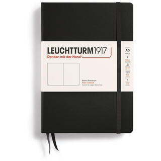 LEUCHTTURM1917 311333 Notizbuch Medium (A5), Hardcover, 251 nummerierte Seiten, Schwarz, blanko