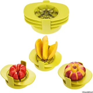 Apfel-/tomaten-/mangoschneider – 3er-set – Stabiler Sockel Hält Obst/gemüse Sicher An Ort Und Stelle – Scharfe Sägeblätter Aus Edelstahl