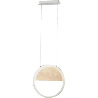 Fabas Luce Pierre 1-flg. Ø 40 cm Metall und Holz weiß