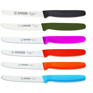 GIESSER Tomatenmesser Brötchenmesser 8365 wsp 11-6, 6er Set bunt gemischt; 3mm Wellenschliff; extrem Scharf bunt