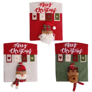 3 Stück Weihnachten Stuhlhussen Weihnachtsdekoration, Esszimmerstuhl Stuhlbezug, Weihnachten Stuhlrückenbezüge, Weihnachtsstuhlhussen Weihnachtsstuhl Rückenabdeckung Für Esstisch Stühle Dekoration