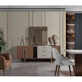 Sideboard mit Spiegel Design Holz Sideboard  Hochwertig  Luxus Sideboard
