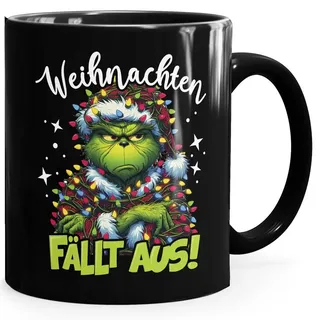 MoonWorks Tasse Tasse Weihnachten fallt aus Grinch Geschenkidee Weihnachtsmuffel, Keramik schwarz