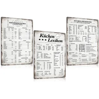 BLECH-SCHILD SET KÜCHE 20x30cm - Blechschilder Retro Küchen Dekoration - Vintage Metallschild Poster Bild Wandbild Wandschild Wand-deko Geschenk - Küchen Lexikon - Kerntemper Aturen (3)