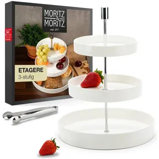 Moritz & Moritz Etagere Obst Etagere, Porzellan, (3 Etagen), Perfekt als Obstschale für Obst Aufbewahrung, Muffins und Cupcakes weiß