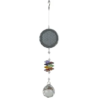 NATURE'S MELODY - Magic Kristall Windspiel BLUME DES LEBENS, ca. 8 Zoll / ca. 21 cm, silberfarben