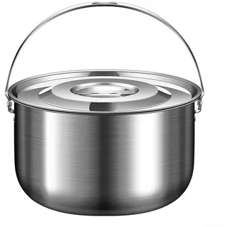Outdoor Edelstahl-Kochtopf mit Deckel und Griff, perfekt zum Schmoren, Kochen, Mischen und Dämpfen, Topf für Camping und Zuhause (4L)