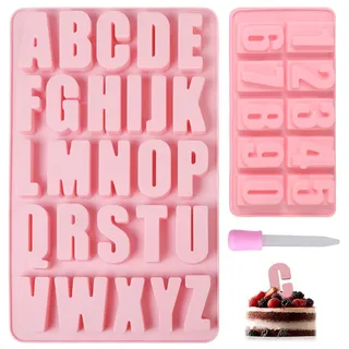 JDIEOQA Silikonform Buchstaben und Zahlen – A-Z & 0-9 Happy Birthday 3D Alphabet Silikonformen Gießformen für Schokolade, Seife & Epoxidharz (B)