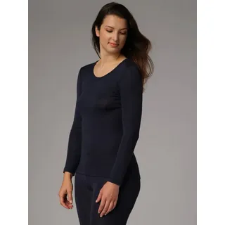 comazo Langarmshirt aus Merinowolle-Seide blau 40