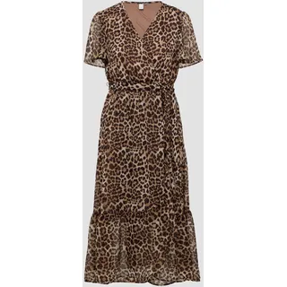 QS Kleid in Wickeloptik mit All-over-Print, Damen, schwarz|mehrfarbig, 38