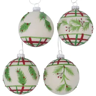 BOLTZE Weihnachtsbaumkugel Sennin Weihnachtskugel creme/grün 8cm sort. (1 Stück) grün