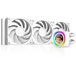 ID-COOLING FX360 LCD PE Weiß 360-mm-AIO-Flüssigkeits-CPU-Kühler mit 1,48" Vollfarb-LCD-Display, 350W TDP, 3×120 mm Hochleistungslüfter, Intel LGA1851/1700 & AMD AM5/AM4 Unterstützung
