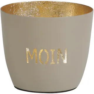 Seaside No.64 - Maritime Windlichter Baltic aus Metall mit ausgestanzten Motiven - Verschiedene Farbkombinationen für Teelichter & Stumpenkerzen in Haus und Garten (Moin - Sand, Gold)