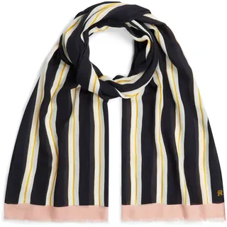 Modeschal TOMMY HILFIGER "TH ELEVATED CHIC SCARF", Damen, space blau stripe, Web, Baumwollmischung, gemustert, Modetücher