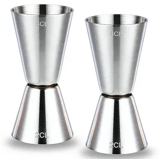 Cocktail-Messbecher 2/4 cl aus Edelstahl | Doppelseitiges Barmaß für präzises Dosieren von Gin, Whisky, Spirituosen und Cocktails zu Hause oder in