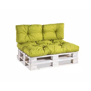 Gutekissen® Palettenkissen, Gartensofakissen, Gesteppte Kissen gefüllt mit granuliertem Poulirette-Schaum, viele Farben und Größen PPI (Sitzkissen 120x60, gesteppt Limette)
