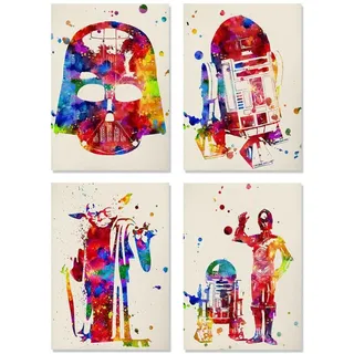 Nacnic POSTER set mit 4 star wars film darth vader, yoda, r2-d2 und c3po A4 Rahmenlos