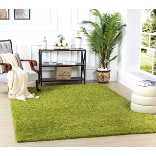 Surya Home Flauschiger Teppich - Shaggy Teppich für Wohnzimmer,Schlafzimmer, Esszimmer, Berber Abstrakter Langflor Hochflor Teppich Weiss flauschig - Teppich Groß 100x200cm Carpet in Grün