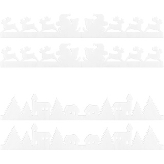 com-four® 4X Dekogirlande Winter - Deko-Band mit Schlitten, Weihnachtsmann und Winterstadt - weihnachtliche Tischdeko - Tischläufer für Weihnachten (Frozen Landscape)