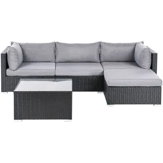 Beliani Garten Ecksofa Loungeset schwarz/grau