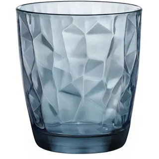 Bormioli Rocco Trinkglas Diamond 305ml (1 Stück), Farbe Ocean blau, Trinkgläser 305 ml, spülmaschinenfest, Wasserglas, für Cocktails/Wasser