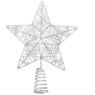 happymas Christbaumspitze Tannenbaumspitze - Christbaumspitze und Tannenbaum Aufstecker Stern silberfarben