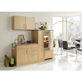 Held Möbel Singleküche mit Geräten Toronto 190 cm Frontfarbe buche Matt Korpusfarbe buche